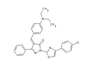 2-[4-(4-chlorophenyl)-1,3-thiazol-2-yl]-4-[4-(diethylamino)benzylidene]-5-phenyl-2,4-dihydro-3H-pyrazol-3-one - Click Image to Close