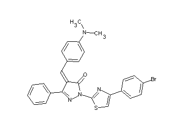 2-[4-(4-bromophenyl)-1,3-thiazol-2-yl]-4-[4-(dimethylamino)benzylidene]-5-phenyl-2,4-dihydro-3H-pyrazol-3-one - Click Image to Close