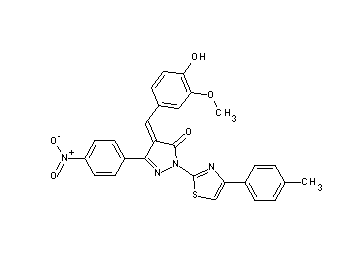 4-(4-hydroxy-3-methoxybenzylidene)-2-[4-(4-methylphenyl)-1,3-thiazol-2-yl]-5-(4-nitrophenyl)-2,4-dihydro-3H-pyrazol-3-one - Click Image to Close