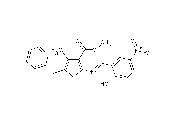 methyl 5-benzyl-2-[(2-hydroxy-5-nitrobenzylidene)amino]-4-methyl-3-thiophenecarboxylate - Click Image to Close