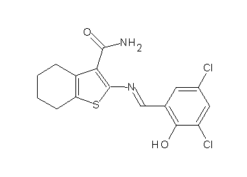 2-[(3,5-dichloro-2-hydroxybenzylidene)amino]-4,5,6,7-tetrahydro-1-benzothiophene-3-carboxamide - Click Image to Close