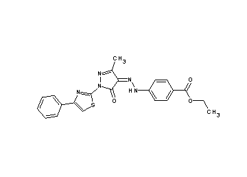 ethyl 4-{2-[3-methyl-5-oxo-1-(4-phenyl-1,3-thiazol-2-yl)-1,5-dihydro-4H-pyrazol-4-ylidene]hydrazino}benzoate - Click Image to Close