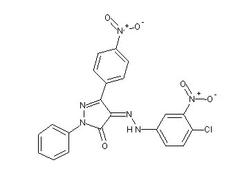 4-[(4-chloro-3-nitrophenyl)hydrazono]-5-(4-nitrophenyl)-2-phenyl-2,4-dihydro-3H-pyrazol-3-one - Click Image to Close