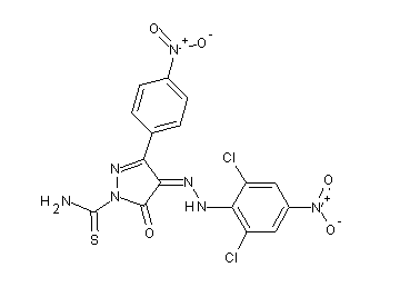 4-[(2,6-dichloro-4-nitrophenyl)hydrazono]-3-(4-nitrophenyl)-5-oxo-4,5-dihydro-1H-pyrazole-1-carbothioamide - Click Image to Close