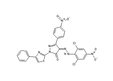 4-[(2,6-dichloro-4-nitrophenyl)hydrazono]-5-(4-nitrophenyl)-2-(4-phenyl-1,3-thiazol-2-yl)-2,4-dihydro-3H-pyrazol-3-one - Click Image to Close