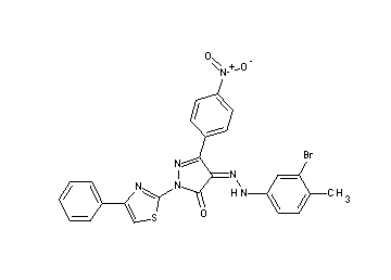4-[(3-bromo-4-methylphenyl)hydrazono]-5-(4-nitrophenyl)-2-(4-phenyl-1,3-thiazol-2-yl)-2,4-dihydro-3H-pyrazol-3-one - Click Image to Close