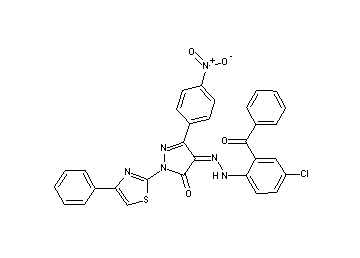 4-[(2-benzoyl-4-chlorophenyl)hydrazono]-5-(4-nitrophenyl)-2-(4-phenyl-1,3-thiazol-2-yl)-2,4-dihydro-3H-pyrazol-3-one - Click Image to Close