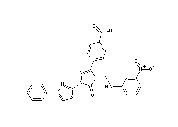 5-(4-nitrophenyl)-4-[(3-nitrophenyl)hydrazono]-2-(4-phenyl-1,3-thiazol-2-yl)-2,4-dihydro-3H-pyrazol-3-one - Click Image to Close