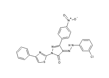 4-[(3-chlorophenyl)hydrazono]-5-(4-nitrophenyl)-2-(4-phenyl-1,3-thiazol-2-yl)-2,4-dihydro-3H-pyrazol-3-one - Click Image to Close
