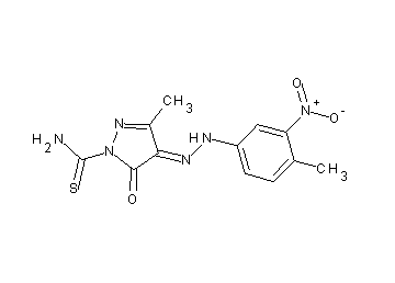 3-methyl-4-[(4-methyl-3-nitrophenyl)hydrazono]-5-oxo-4,5-dihydro-1H-pyrazole-1-carbothioamide - Click Image to Close