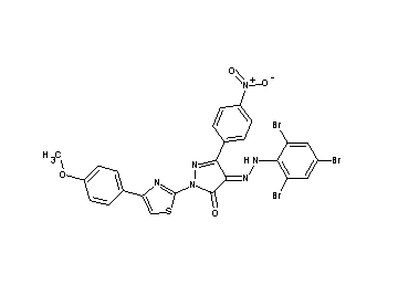 2-[4-(4-methoxyphenyl)-1,3-thiazol-2-yl]-5-(4-nitrophenyl)-4-[(2,4,6-tribromophenyl)hydrazono]-2,4-dihydro-3H-pyrazol-3-one - Click Image to Close