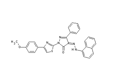 2-[4-(4-methoxyphenyl)-1,3-thiazol-2-yl]-4-(1-naphthylhydrazono)-5-phenyl-2,4-dihydro-3H-pyrazol-3-one - Click Image to Close
