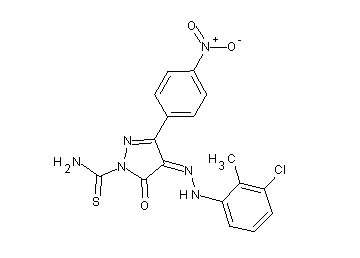 4-[(3-chloro-2-methylphenyl)hydrazono]-3-(4-nitrophenyl)-5-oxo-4,5-dihydro-1H-pyrazole-1-carbothioamide - Click Image to Close