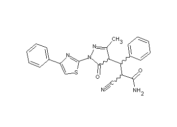 2-cyano-3-[3-methyl-5-oxo-1-(4-phenyl-1,3-thiazol-2-yl)-4,5-dihydro-1H-pyrazol-4-yl]-3-phenylpropanamide - Click Image to Close