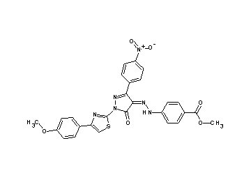 methyl 4-{2-[1-[4-(4-methoxyphenyl)-1,3-thiazol-2-yl]-3-(4-nitrophenyl)-5-oxo-1,5-dihydro-4H-pyrazol-4-ylidene]hydrazino}benz