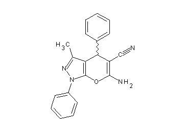 6-amino-3-methyl-1,4-diphenyl-1,4-dihydropyrano[2,3-c]pyrazole-5-carbonitrile - Click Image to Close