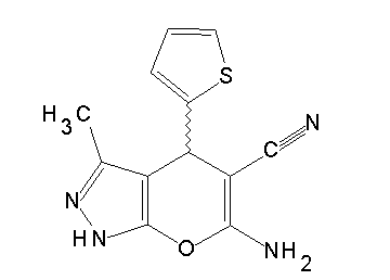 6-amino-3-methyl-4-(2-thienyl)-1,4-dihydropyrano[2,3-c]pyrazole-5-carbonitrile - Click Image to Close