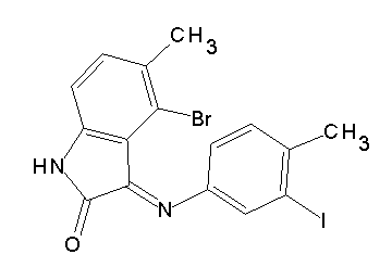 4-bromo-3-[(3-iodo-4-methylphenyl)imino]-5-methyl-1,3-dihydro-2H-indol-2-one - Click Image to Close