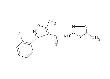 3-(2-chlorophenyl)-5-methyl-N-(5-methyl-1,3,4-thiadiazol-2-yl)-4-isoxazolecarboxamide - Click Image to Close