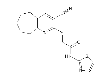 2-[(3-cyano-6,7,8,9-tetrahydro-5H-cyclohepta[b]pyridin-2-yl)sulfanyl]-N-1,3-thiazol-2-ylacetamide - Click Image to Close