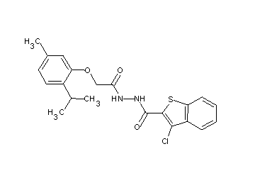 3-chloro-N'-[(2-isopropyl-5-methylphenoxy)acetyl]-1-benzothiophene-2-carbohydrazide - Click Image to Close
