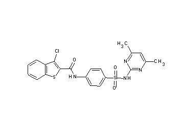 3-chloro-N-(4-{[(4,6-dimethyl-2-pyrimidinyl)amino]sulfonyl}phenyl)-1-benzothiophene-2-carboxamide - Click Image to Close
