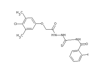 N-({2-[(4-chloro-3,5-dimethylphenoxy)acetyl]hydrazino}carbonothioyl)-2-iodobenzamide - Click Image to Close
