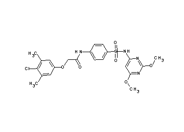 2-(4-chloro-3,5-dimethylphenoxy)-N-(4-{[(2,6-dimethoxy-4-pyrimidinyl)amino]sulfonyl}phenyl)acetamide - Click Image to Close