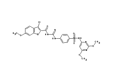 3-chloro-N-{[(4-{[(2,6-dimethoxy-4-pyrimidinyl)amino]sulfonyl}phenyl)amino]carbonothioyl}-6-methoxy-1-benzothiophene-2-carbox - Click Image to Close