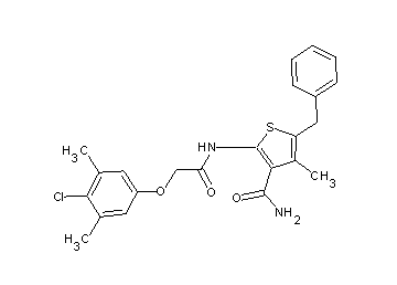 5-benzyl-2-{[(4-chloro-3,5-dimethylphenoxy)acetyl]amino}-4-methyl-3-thiophenecarboxamide - Click Image to Close