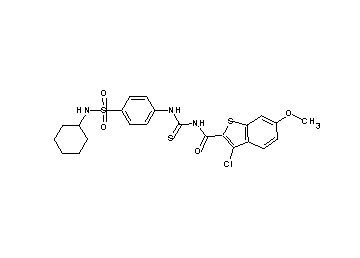 3-chloro-N-[({4-[(cyclohexylamino)sulfonyl]phenyl}amino)carbonothioyl]-6-methoxy-1-benzothiophene-2-carboxamide - Click Image to Close