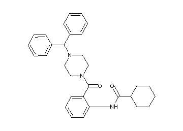 N-(2-{[4-(diphenylmethyl)-1-piperazinyl]carbonyl}phenyl)cyclohexanecarboxamide - Click Image to Close