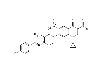 1-cyclopropyl-7-{4-[(4-fluorophenyl)diazenyl]-3-methyl-1-piperazinyl}-6-nitro-4-oxo-1,4-dihydro-3-quinolinecarboxylic acid - Click Image to Close