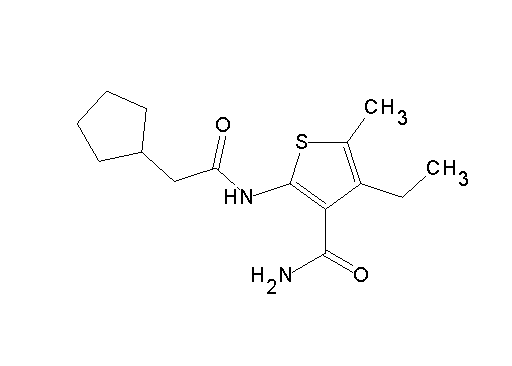 2-[(cyclopentylacetyl)amino]-4-ethyl-5-methyl-3-thiophenecarboxamide - Click Image to Close
